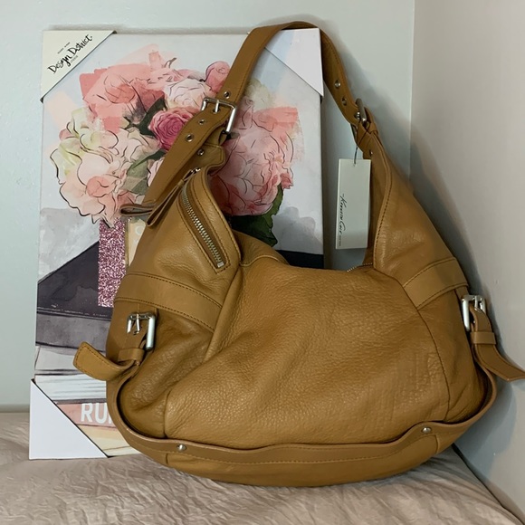 NWT Y2K Kenneth Cole Large Leather Hobo Shoulder Bag - Picture 1 of 9